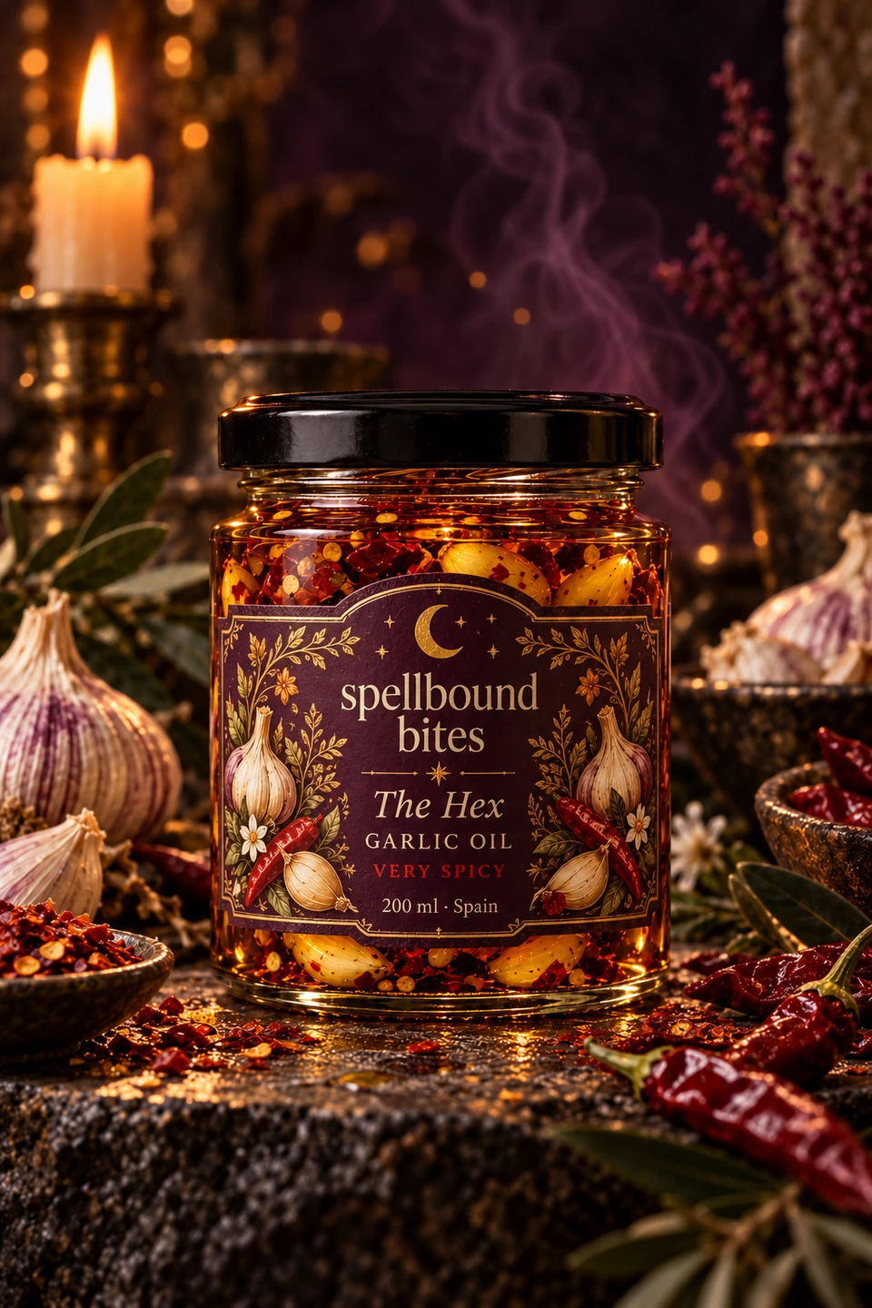 spellbound bites The Hex garlic oil jar