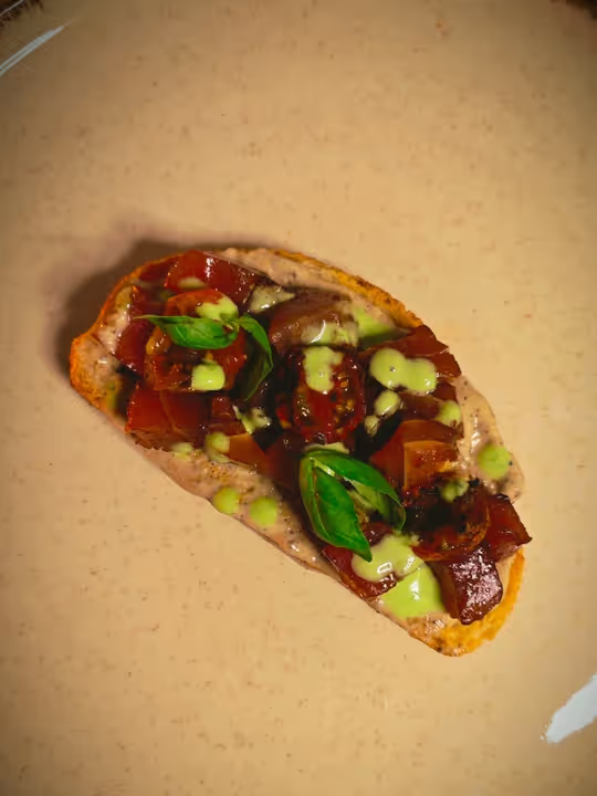 Tuna tartare bruschetta with truffle & basil